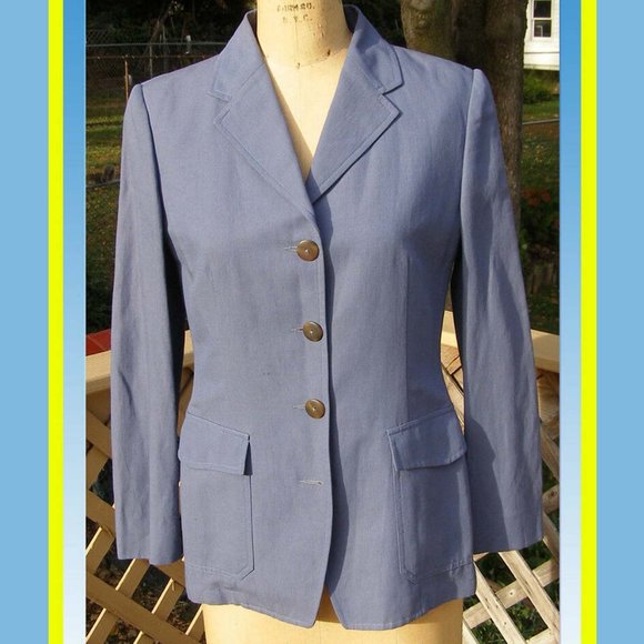 💙 Vintage Les Copains Womens Lightweight Blazer Cotton Blend 8 - Picture 1 of 12